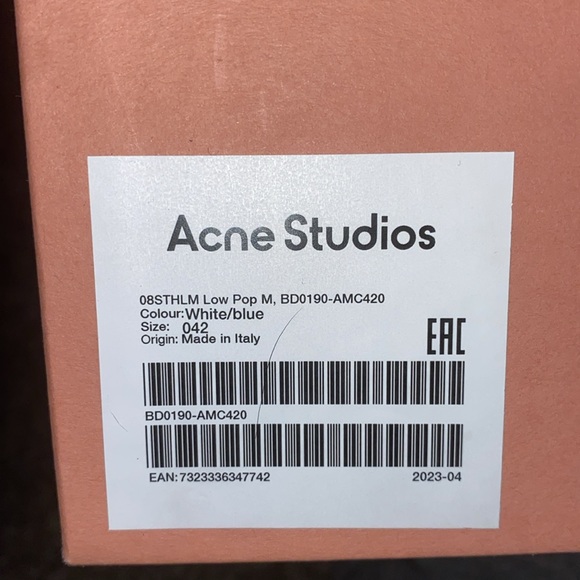 Acne Studios Low-top sneakers.Wht/Blu.Never worn/in original box.Men’s size 10 - Picture 11 of 11